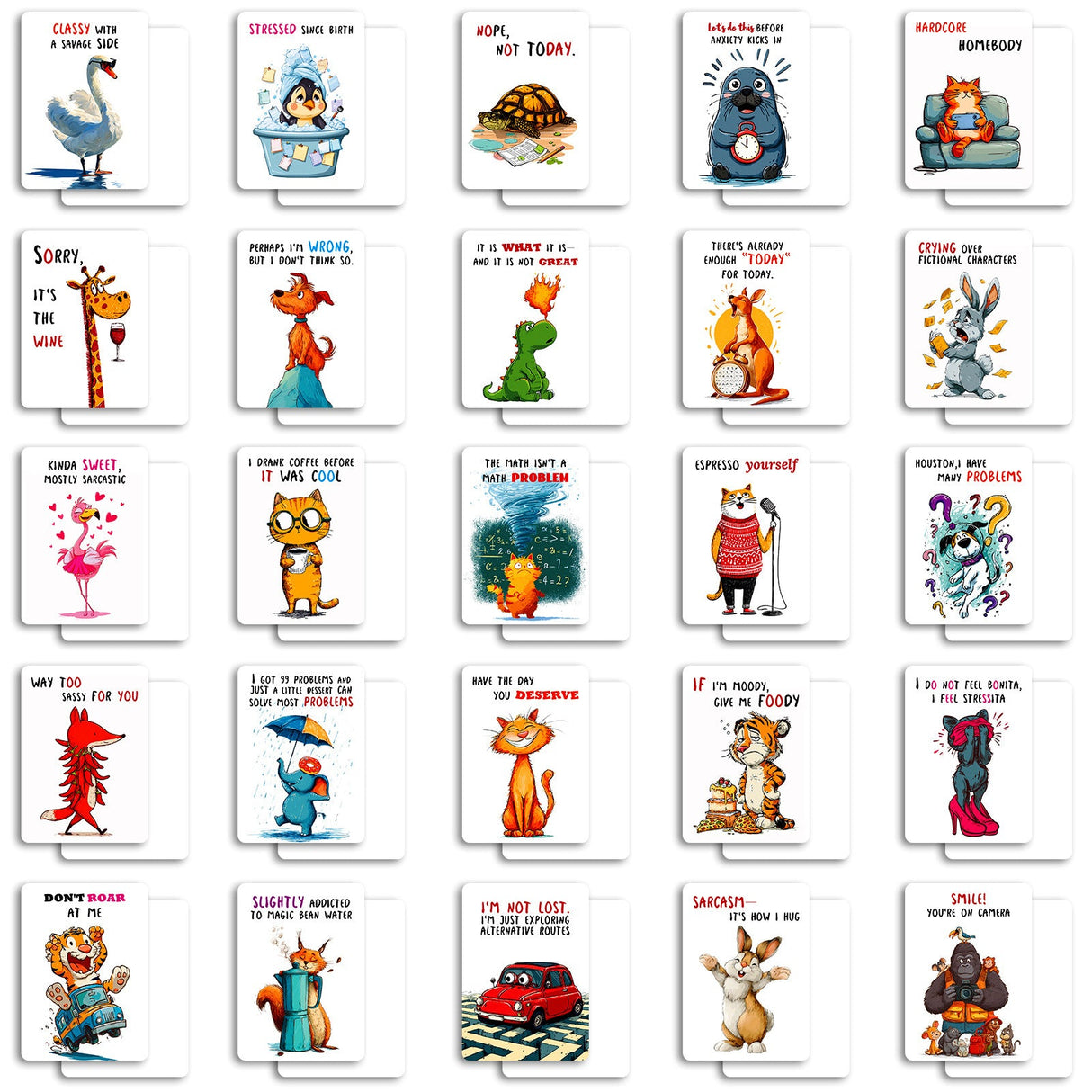 50pcs humor animals ATC card (C25112706) 2.5-3.5 in