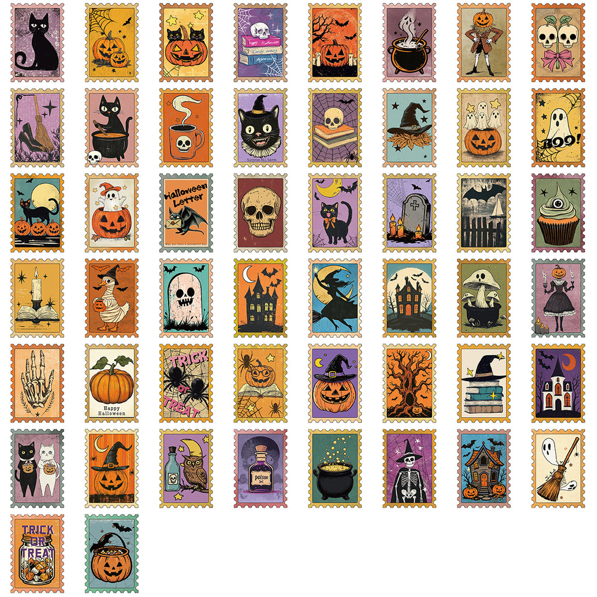 50pcs halloween post-stamp sticker pack(S26090105)