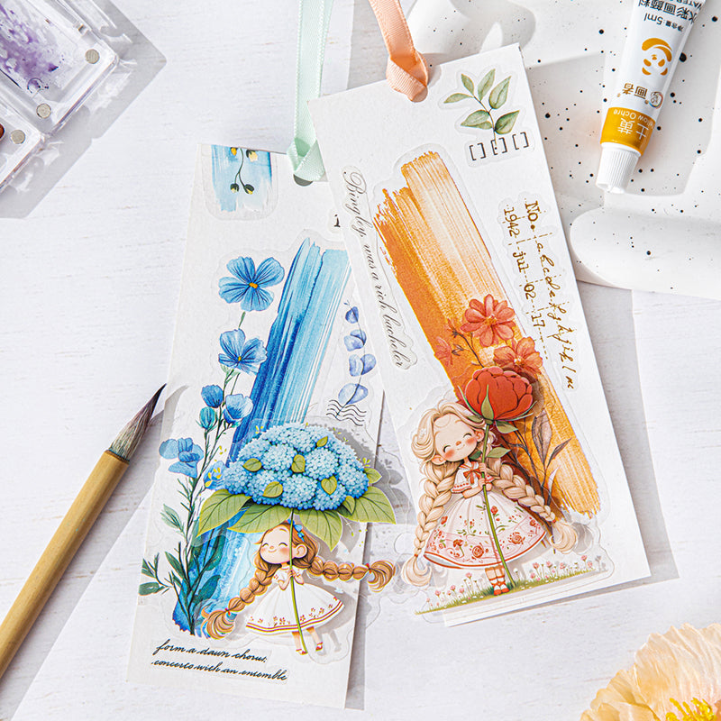 10pcs inked dyed flower sticker pack (S25072206)