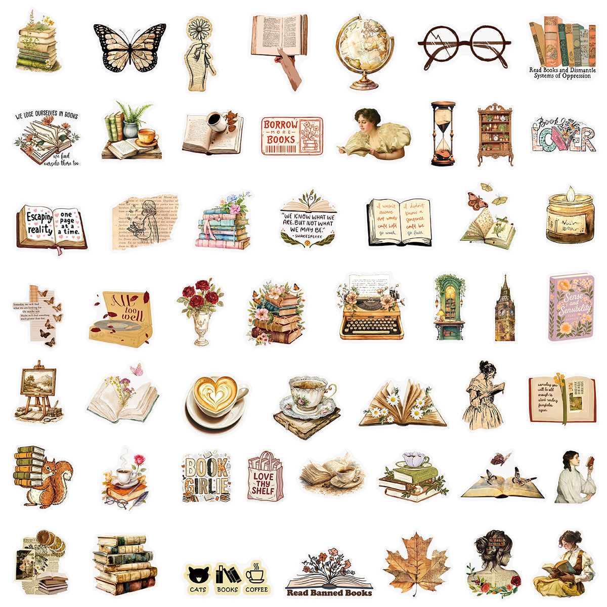 50pcs vintage book sticker pack(S26071413)
