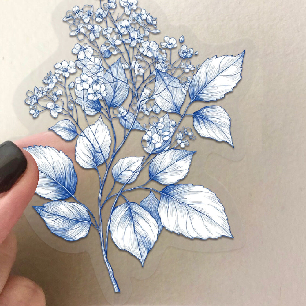 50pcs blue white flower sticker pack(S26062704)