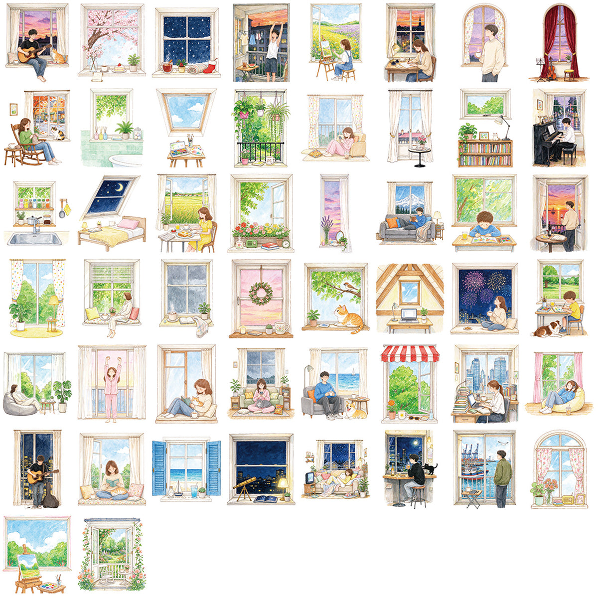 Window daily life sticker pack 50pcs