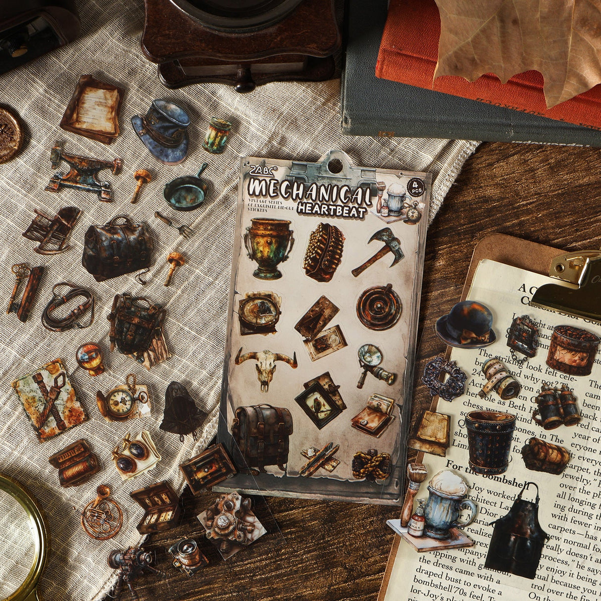 4pcs vintage sticker pack (S25111804)