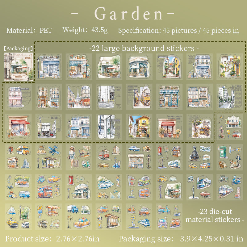 45pcs city view PET-sticker box (S25101604)