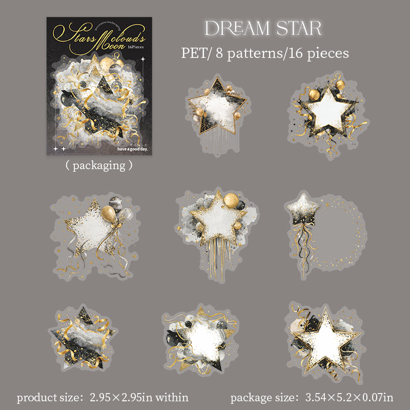16pcs moon cloud sticker pack(S26071104)