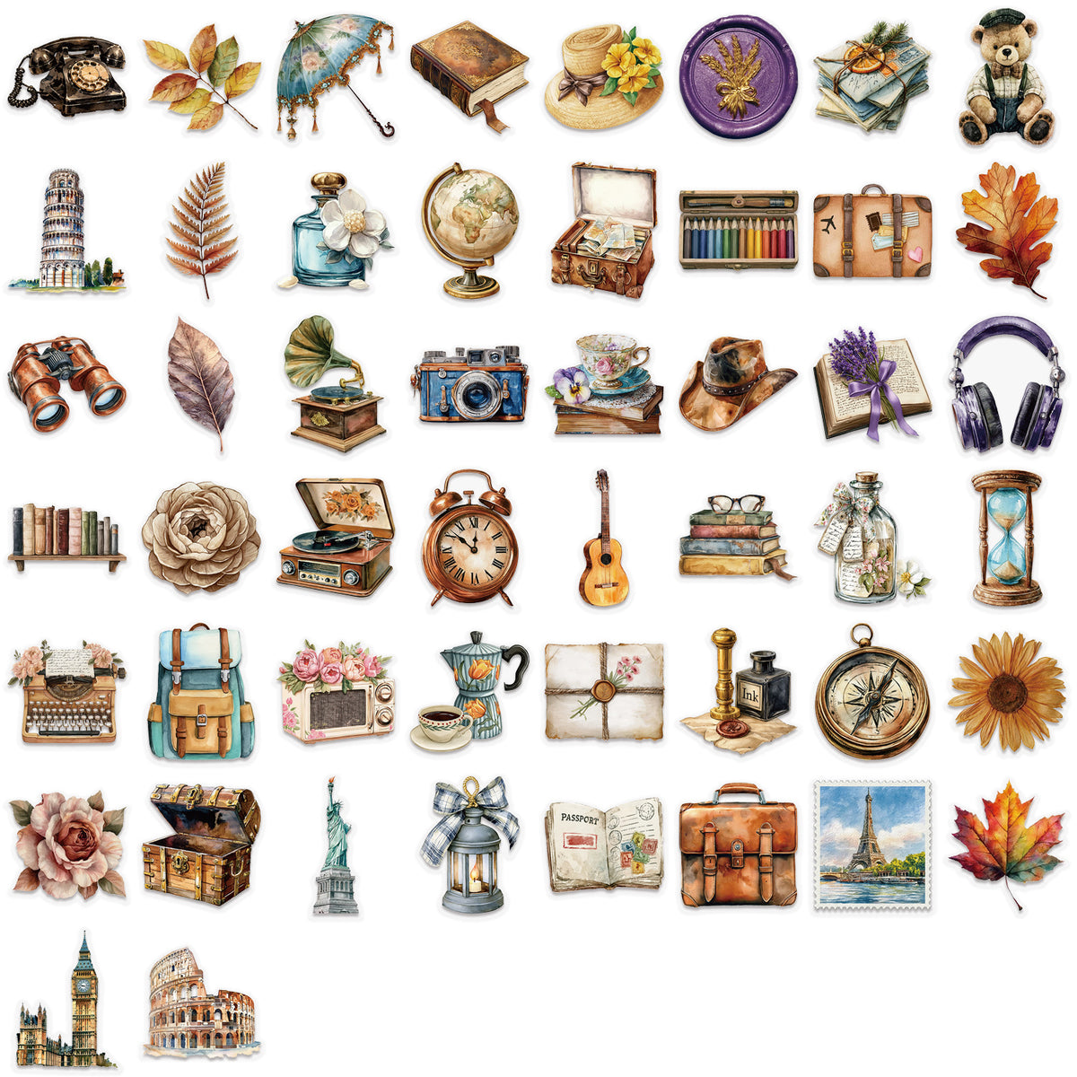 Vintage travel sticker 50pcs