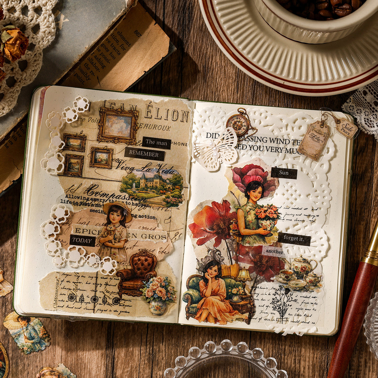 6 sheets vintage sticker pack（S26071903）