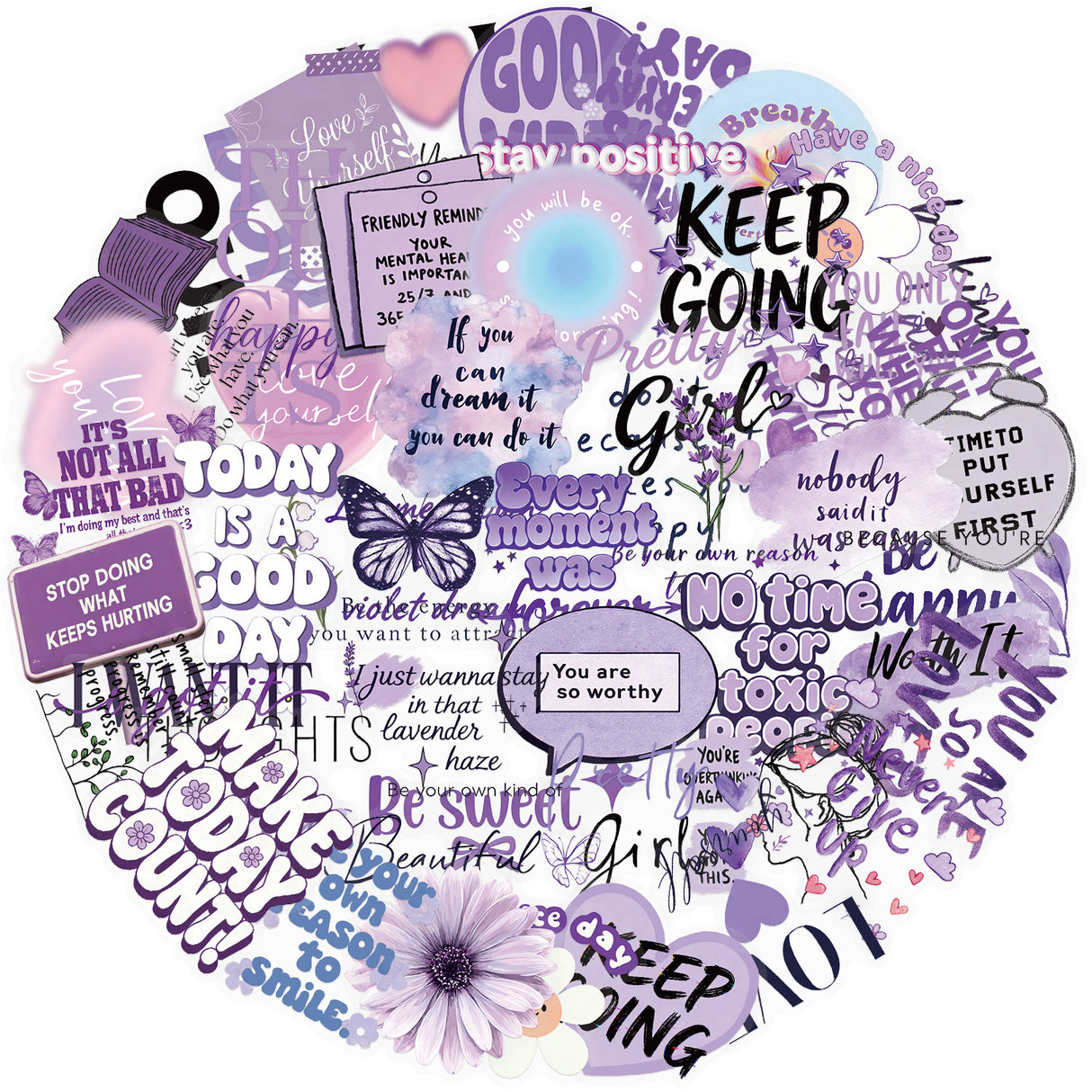 50pcs purple words sticker pack(S26041512)