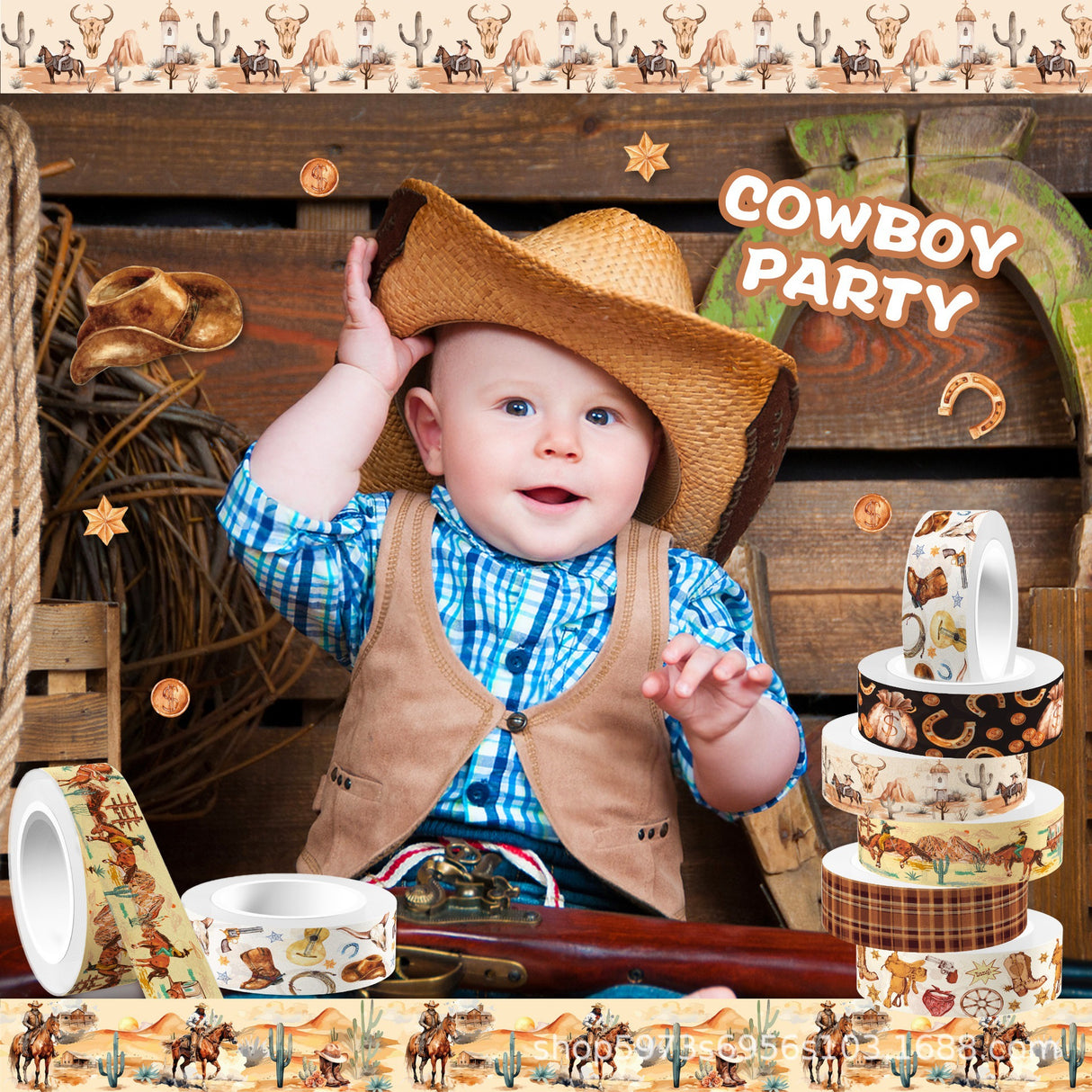 12rolls Cowboys washi-tape(T26033008)