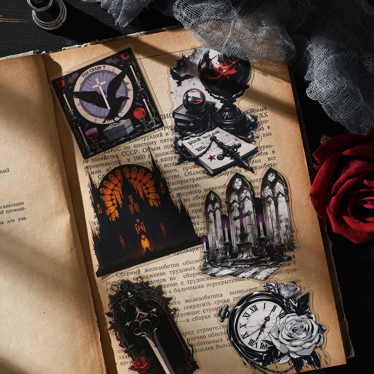 15pcs gothic PET-sticker pack (S25092401)