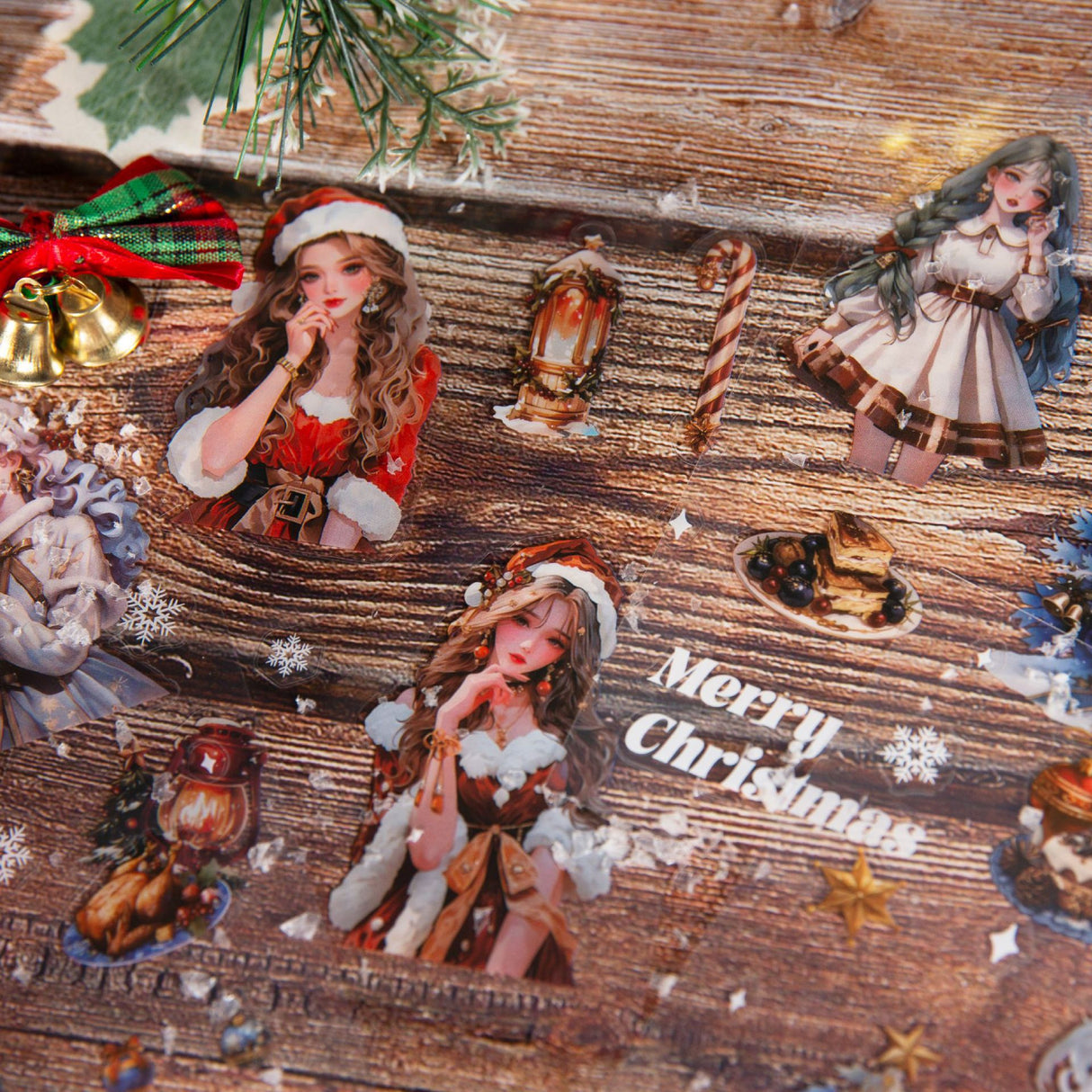 20sheets Christmas pre-cut PET-sticker book (TZB25102807)