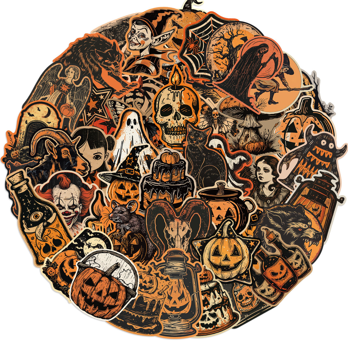 50pcs gothic halloween sticker pack(S26052008)