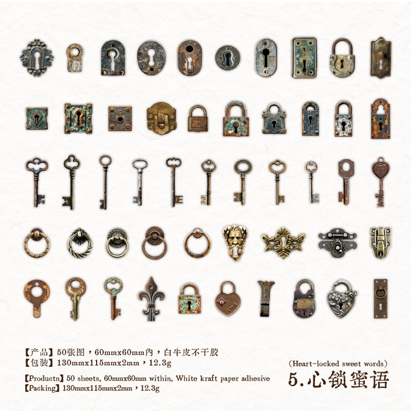 50pcs vintage sticker pack (S25102805)