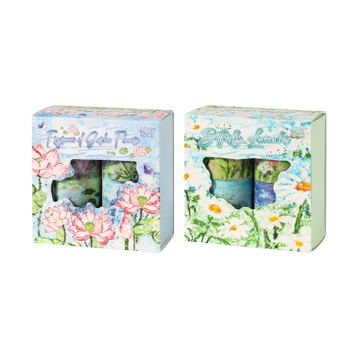 Flower PET-tape box 4 rolls