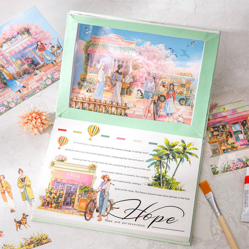 10sheets leisure holiday paper+card+PET sticker book (TZB25102112)