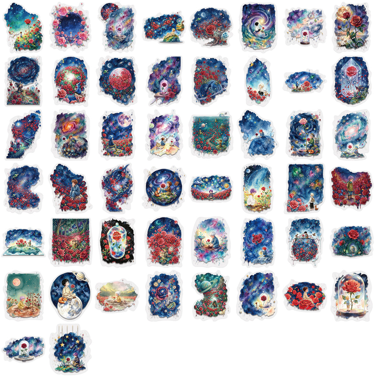 50pcs galaxy rose sticker pack(S26062703)