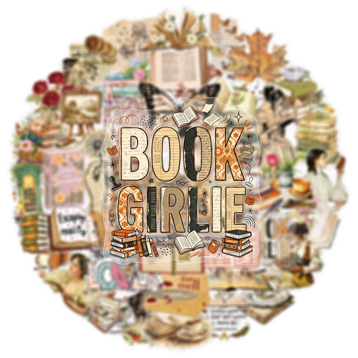 50pcs vintage book sticker pack(S26071413)