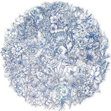 50pcs blue white flower sticker pack(S26062704)