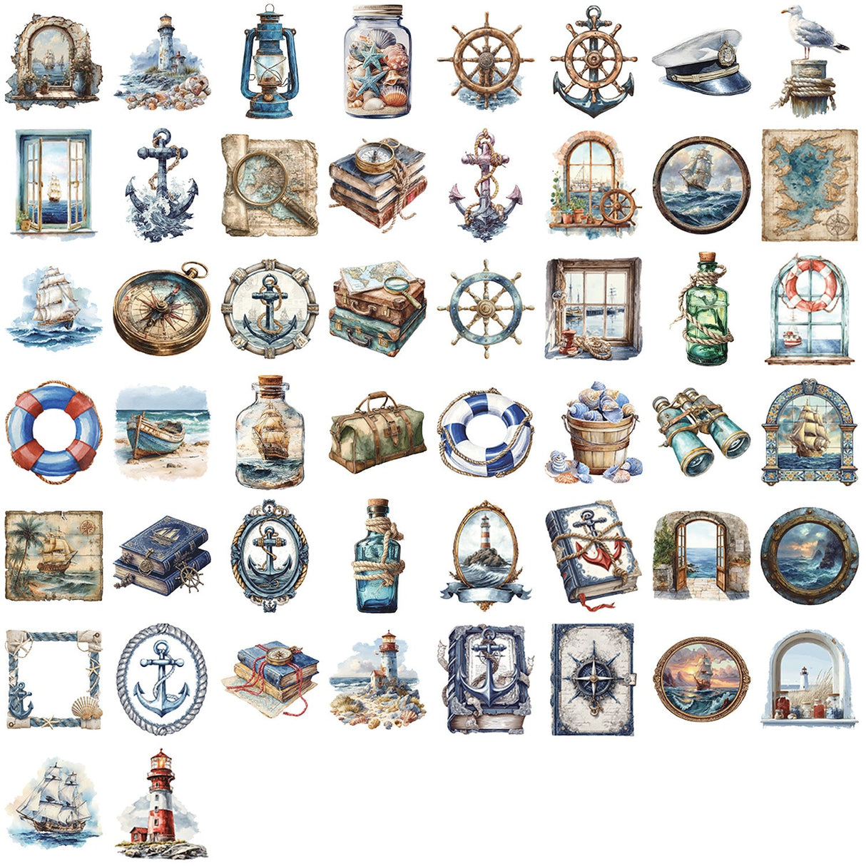50pcs maritime sticker pack (S25111802)