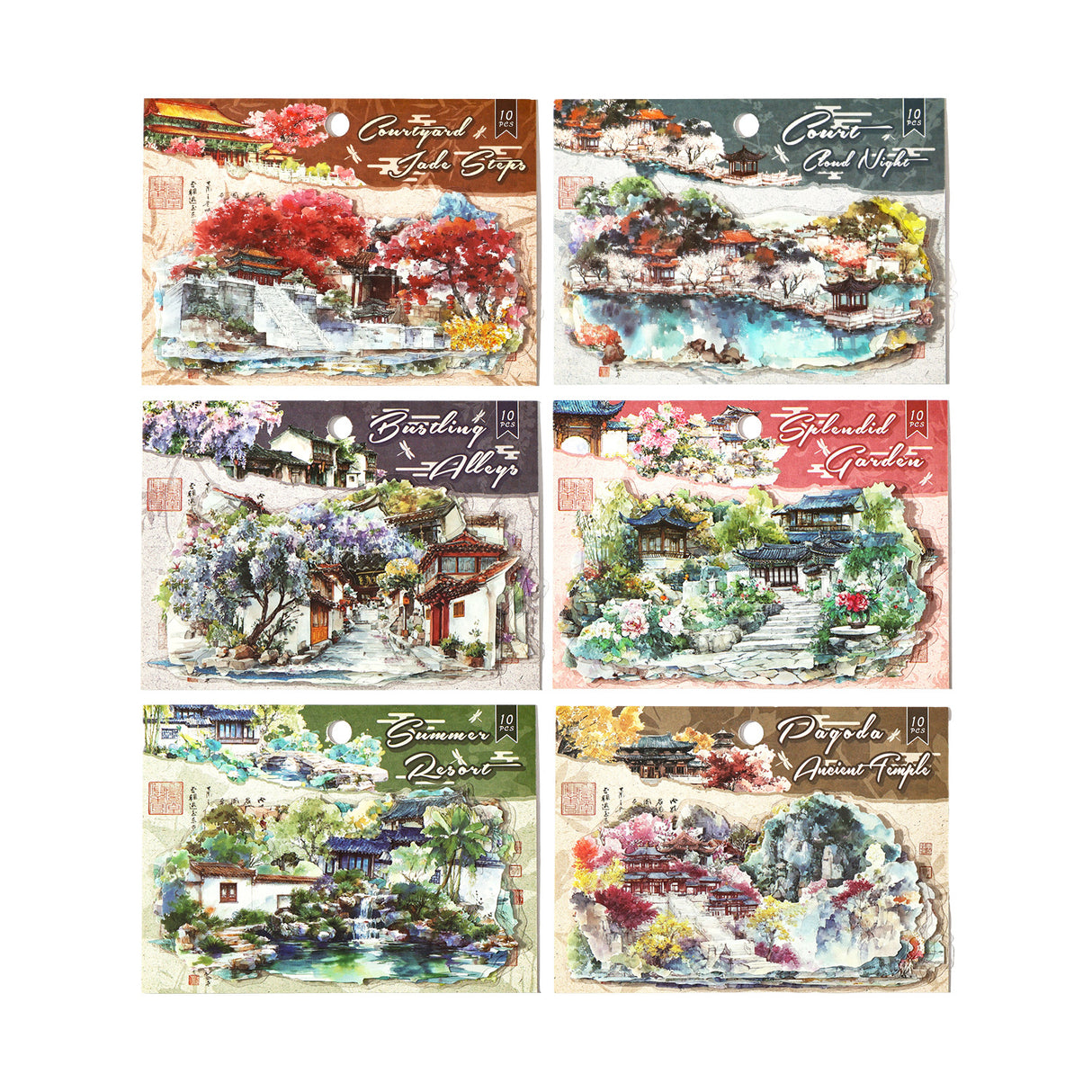 10pcs traditional view PET-sticker pack(S26032701)