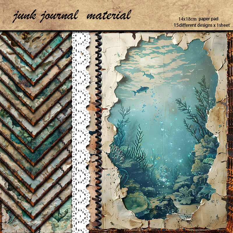 15pcs blue sea A5 size paper pack (P25101506)