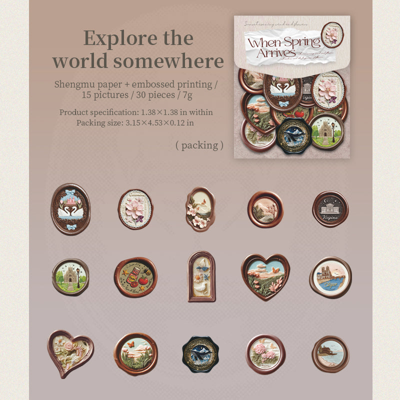 30pcs spring embossed seal wax sticker(S26020306)