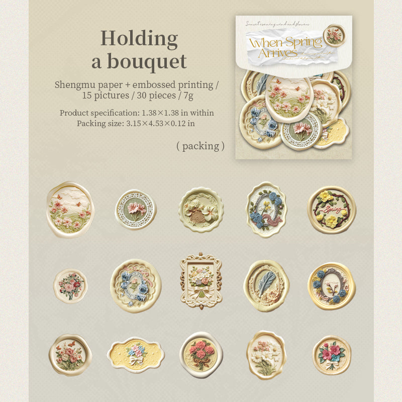 30pcs spring embossed seal wax sticker(S26020306)