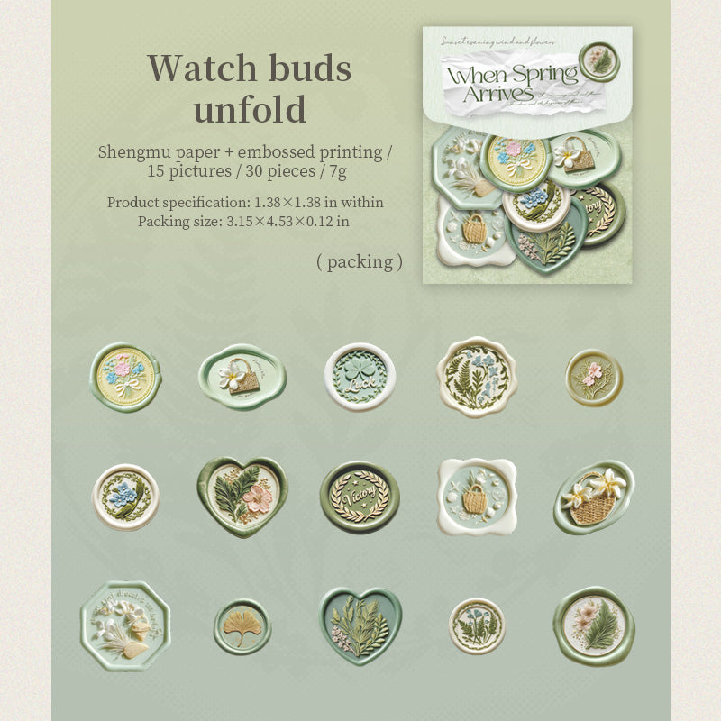 30pcs spring embossed seal wax sticker(S26020306)