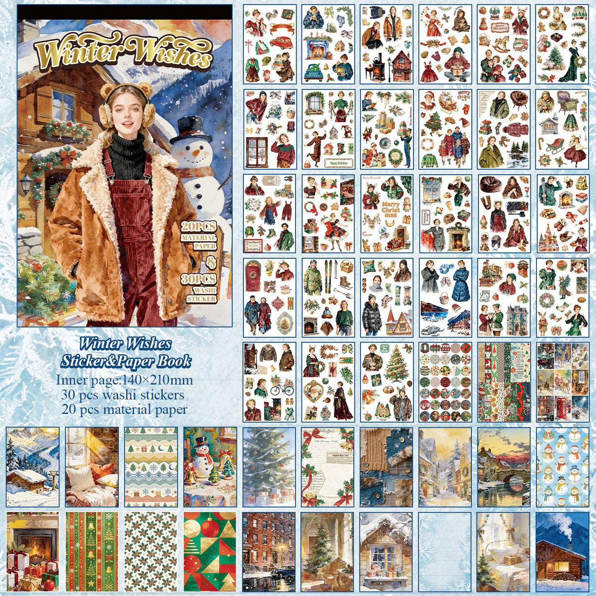 50pcs christmas paper+sticker book(TZB26090306)