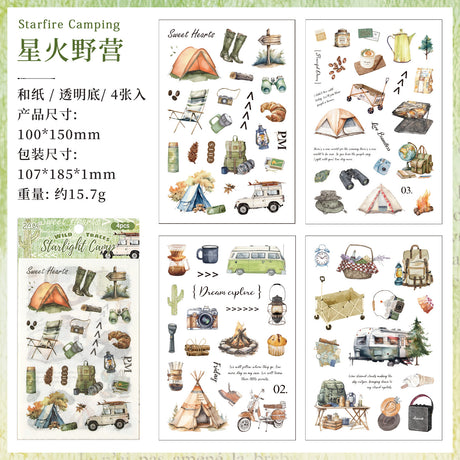 4pcs pre-cut camping sticker pack (S25110607)