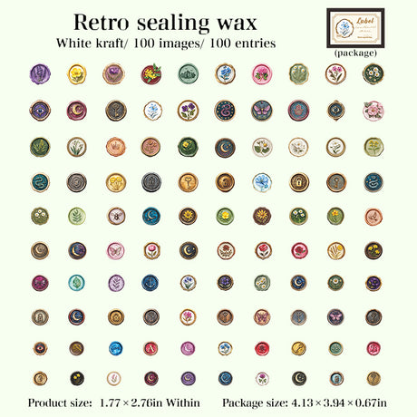 100pcs vintage label sticker pack (S25102107)