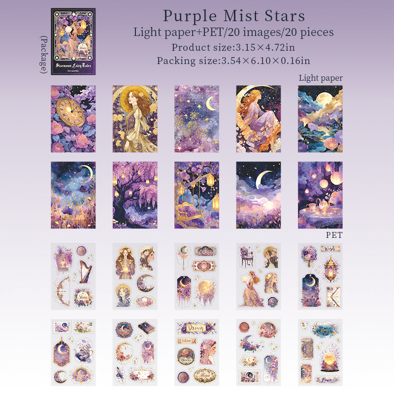 20sheets star moon paper+PET pre-cut sticker book (TZB26040708)