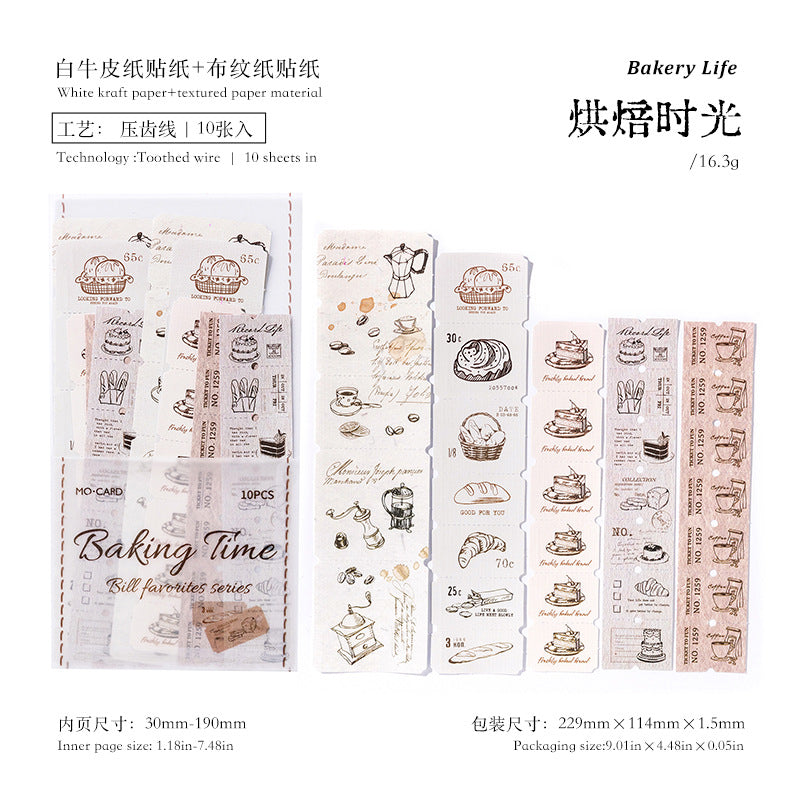 10pcs vintage pre-cut sticker pack (S25050509)