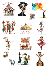 8 A5 size sheets Circus pre-cut PET sticker set (A25100401-1)