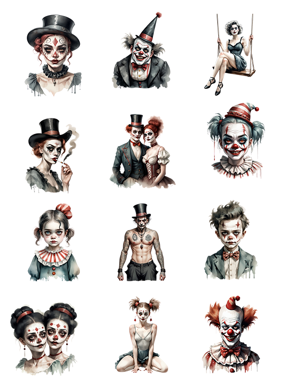 8 A5 size sheets Circus pre-cut PET sticker set (A25100401-1)