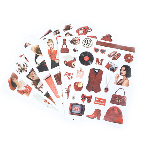 20sheets red retro sticker book (TZB25103104)