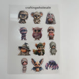 1pc Exclusive Halloween Animal Mummies PET-stickers A5 size (S26011301)