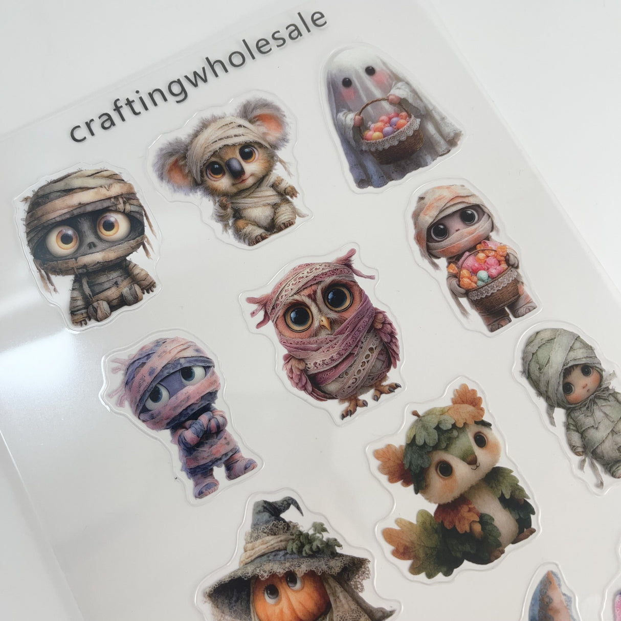 1pc Exclusive Halloween Animal Mummies PET-stickers A5 size (S26011301)