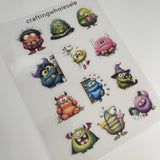 1pc Exclusive cute monster PET-stickers A5 size(S26011302)