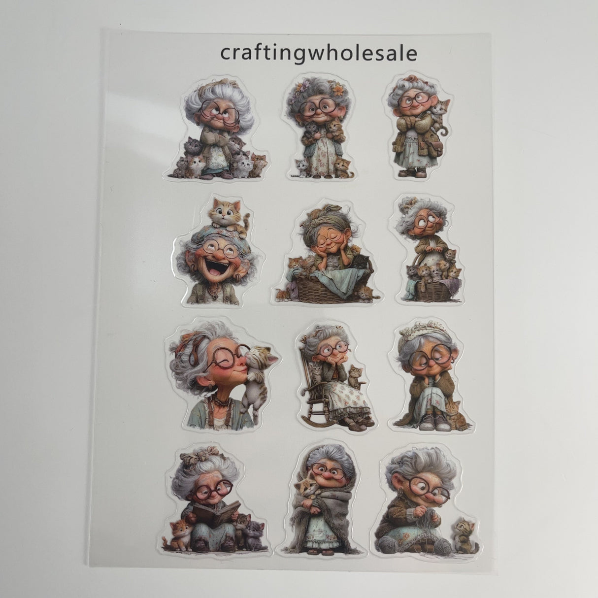 1pc Exclusive lady and cat PET-stickers A5 size (S26011305)