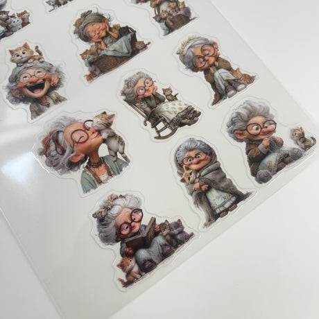 1pc Exclusive lady and cat PET-stickers A5 size (S26011305)