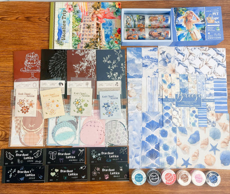 Seaside vocation journaling bundle with seaside wooden suitcase (A260527)