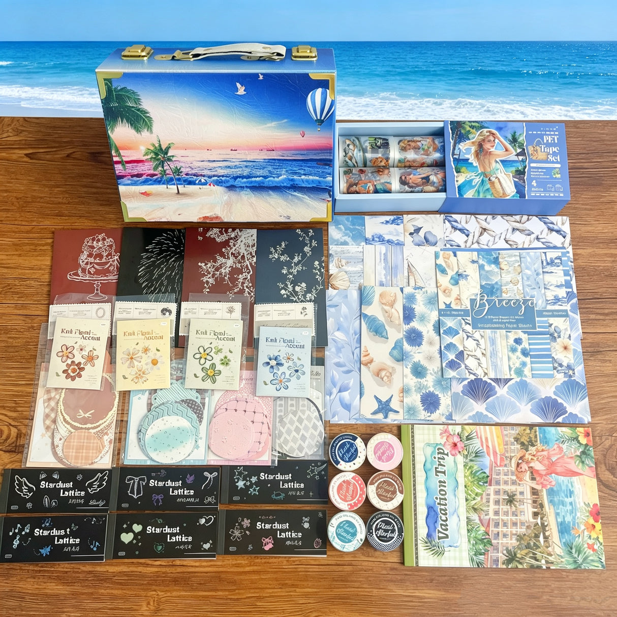 Seaside vocation journaling bundle with seaside wooden suitcase (A260527)