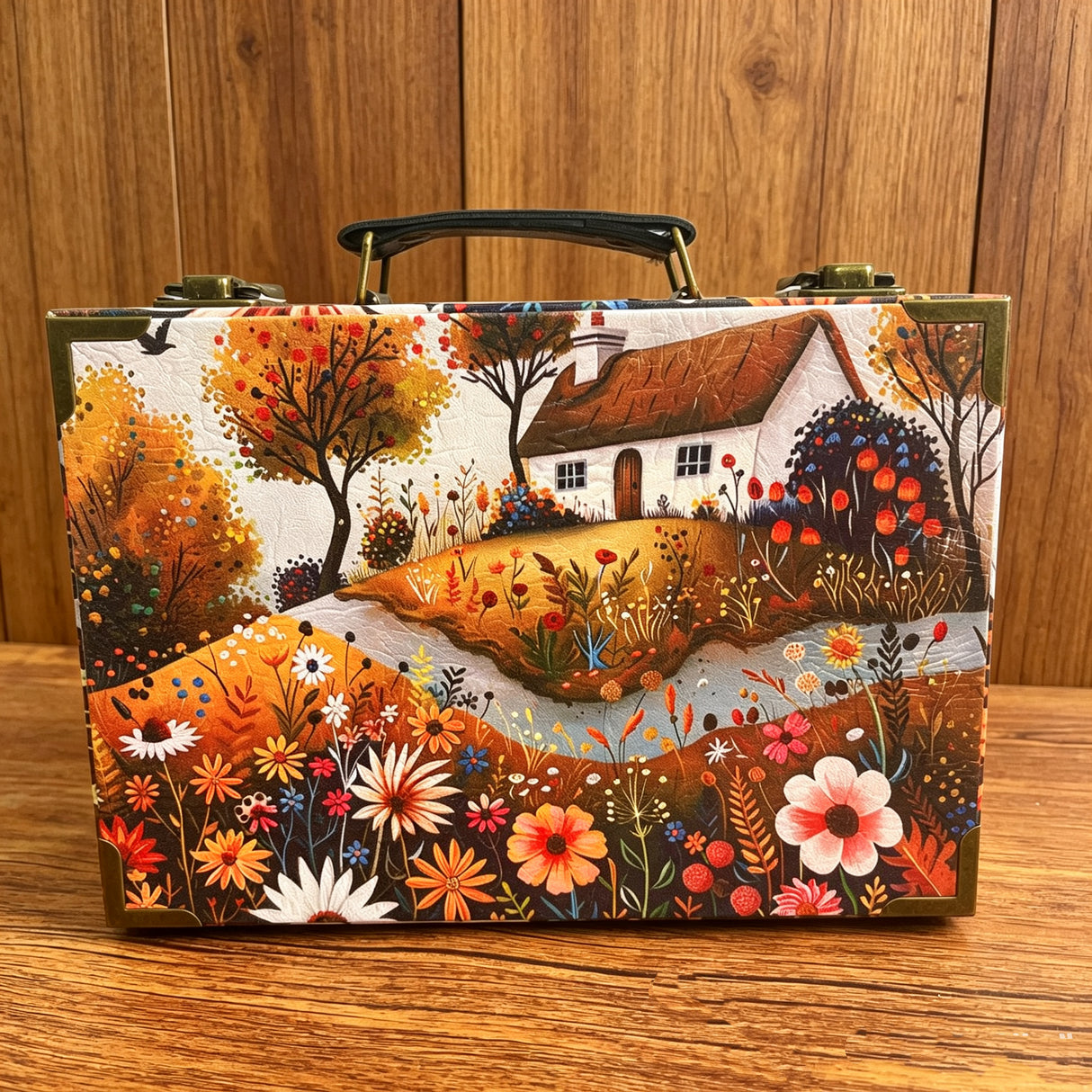 Flower bundle with wooden suitcase(A260607)