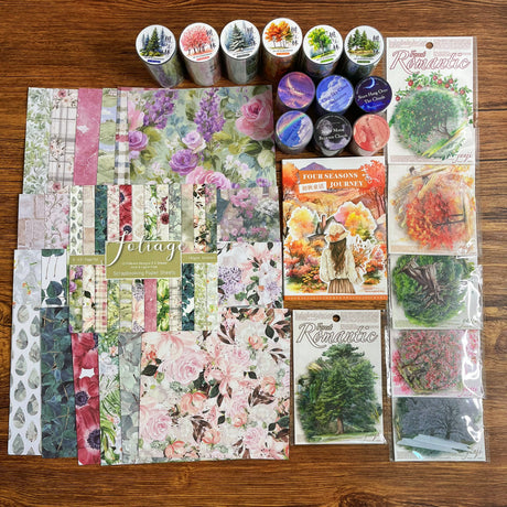 Tree/forest  journaling bundle with tree wooden suitcase(A260608)