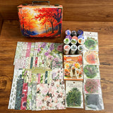 Tree/forest  journaling bundle with tree wooden suitcase(A260608)