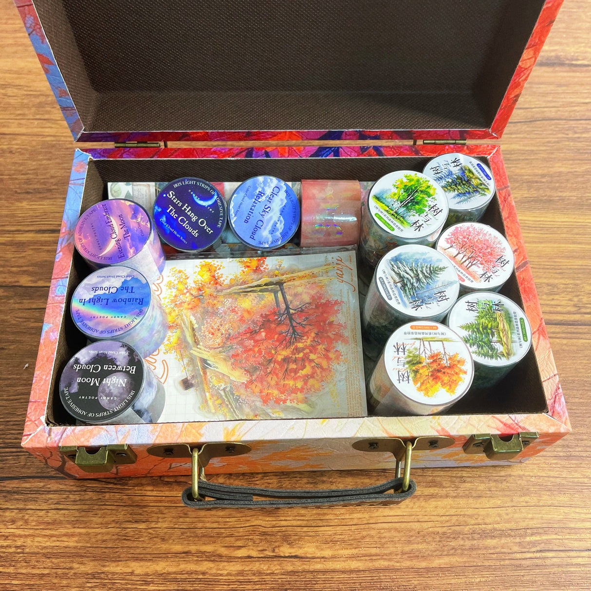 Tree/forest  journaling bundle with tree wooden suitcase(A260608)
