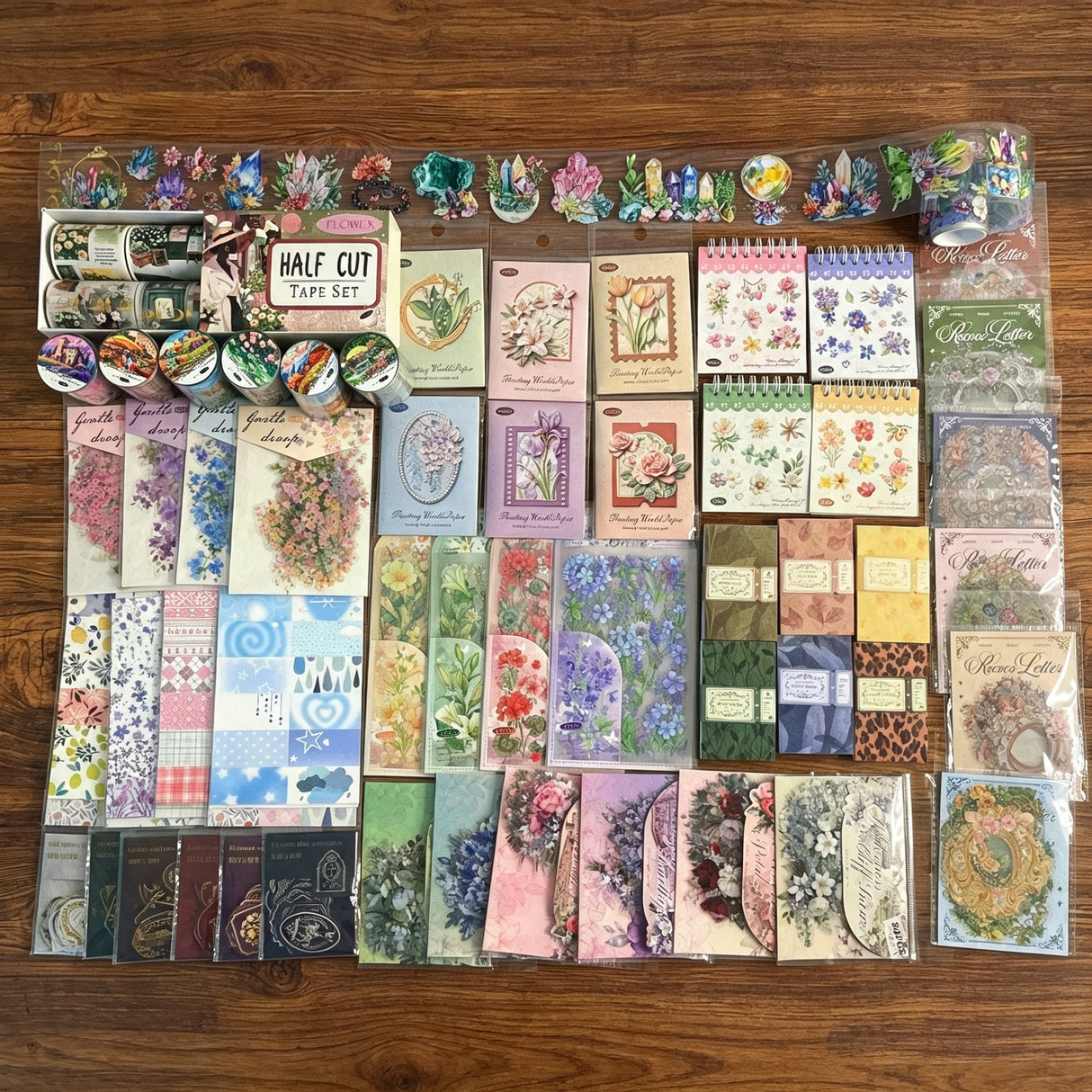 57items Floral journaling supplies bundle with XL crystal box(A260723)
