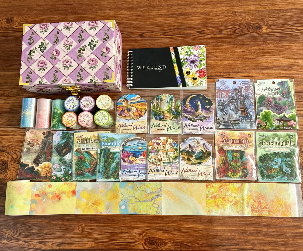 Floral/view journaling bundle with box(A260901)