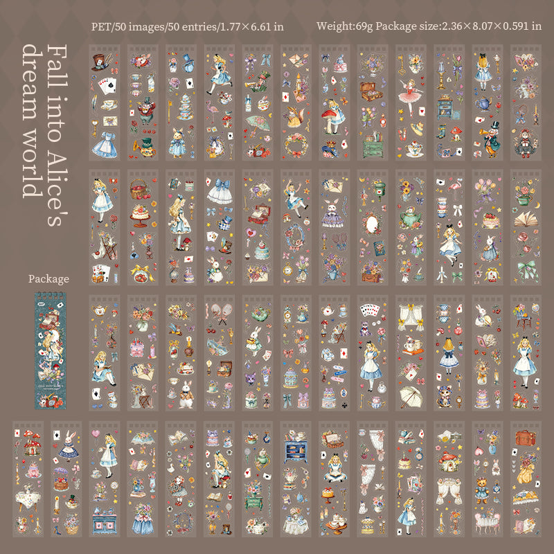 Alice 50 sheets pre-cut PET sticker book (TZB26040706)